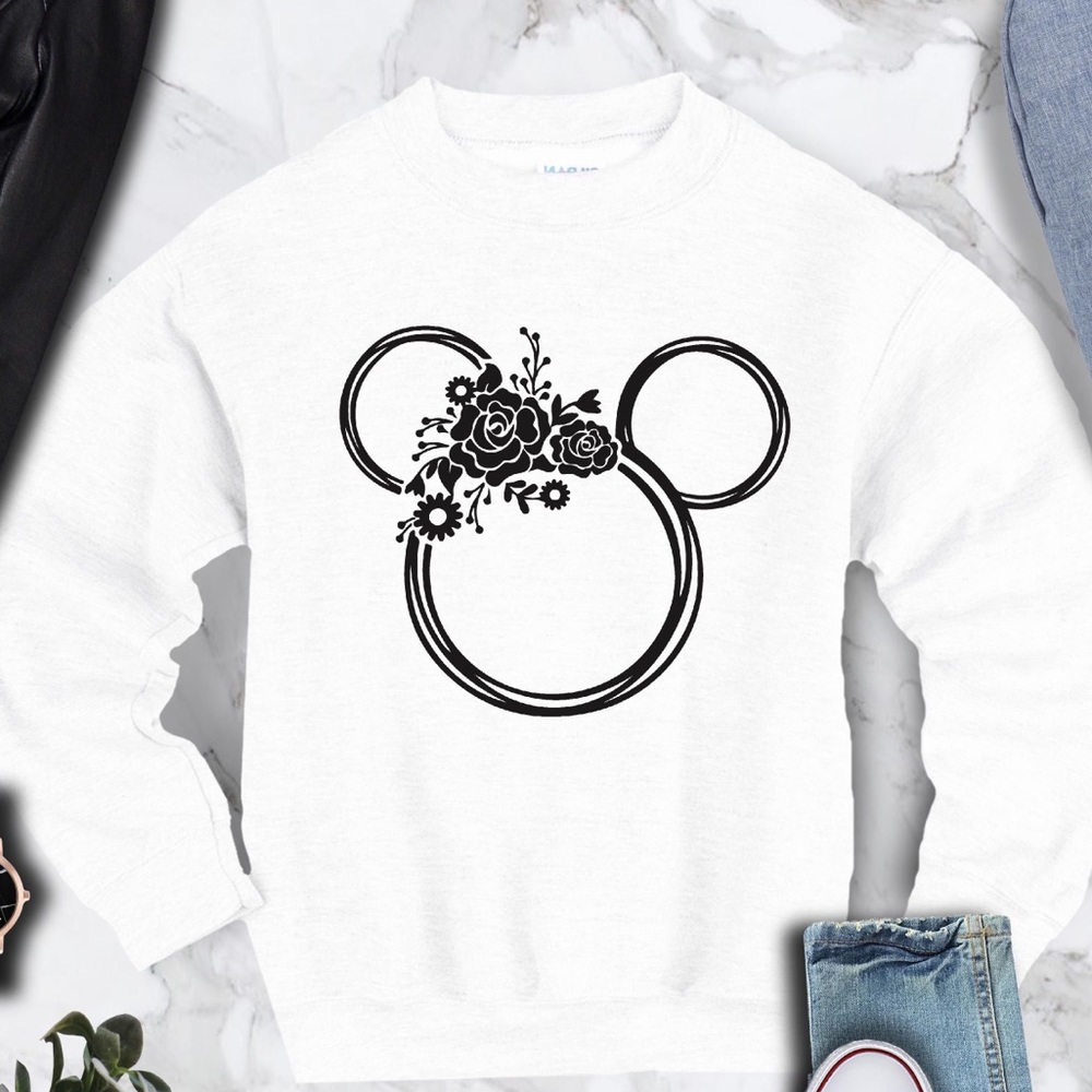 Floral Mickey Mouse crew neck